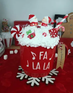 Preview of Santa and Mrs. Santa Faux Hot Chocolate Mug.