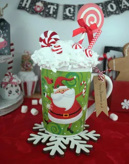 Preview of Candy Cane Land Snowman Faux Hot Chocolate Mug.