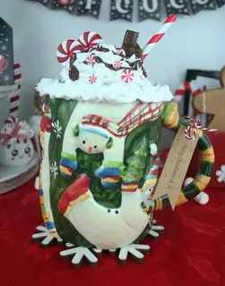 Preview of Cute Snowmen Faux Hot Chocolate Mug.