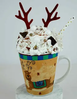 Preview of Christmas Reindeer Faux Hot Chocolate Mug.