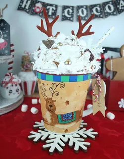 Preview of Christmas Reindeer Faux Hot Chocolate Mug.