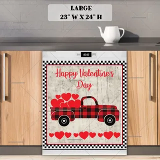 Preview of Valentine's Buffalo Plaid Track with Hearts magnet in Large size.