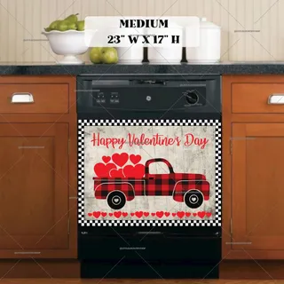 Preview of Valentine's Buffalo Plaid Track with Hearts magnet in Medium size.