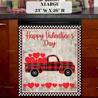 Preview of Valentine's Buffalo Plaid Track with Hearts magnet in Extra Large size.