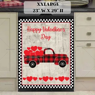 Preview of Valentine's Buffalo Plaid Track with Hearts magnet in XX Large size.