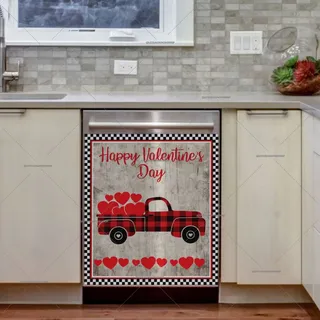 Preview of Valentine's Buffalo Plaid Track with Hearts magnet.