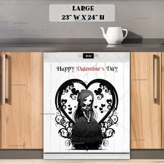 Preview of Gothic Valentine's Day Girl #1 magnet in Large size.