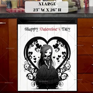 Preview of Gothic Valentine's Day Girl #1 magnet in Extra Large size.