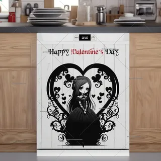 Preview of Gothic Valentine's Day Girl #1 magnet.