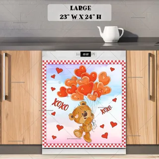 Preview of Valentine's Teddy Bear with Balloons magnet in Large size.