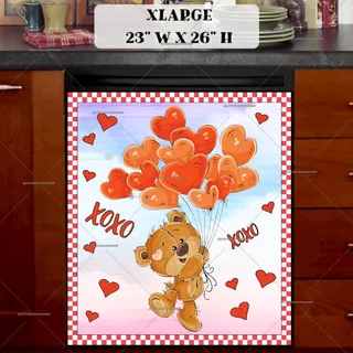 Preview of Valentine's Teddy Bear with Balloons magnet in Extra Large size.