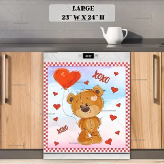 Preview of Valentine's Teddy Bear with Balloon magnet in Large size.