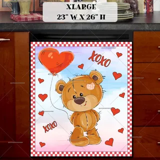 Preview of Valentine's Teddy Bear with Balloon magnet in Extra Large size.