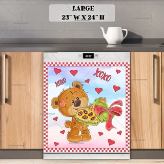 Preview of Valentine's Teddy Bear with Chocolate magnet in Large size.