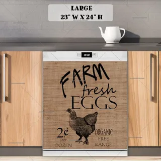 Preview of Farm Fresh Eggs Burlap Pattern magnet in Large size.