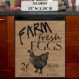 Preview of Farm Fresh Eggs Burlap Pattern magnet in Extra Large size.