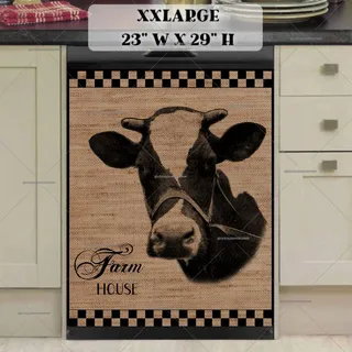 Preview of Farm House Cow Burlap Pattern magnet in XX Large size.