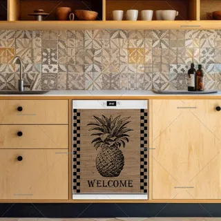 Preview of Welcome Pineapple Burlap Pattern magnet.