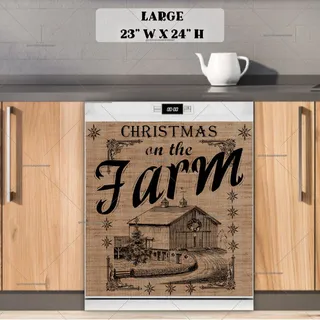 Preview of Christmas on the Farm Burlap Pattern magnet in Large size.