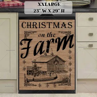 Preview of Christmas on the Farm Burlap Pattern magnet in XX Large size.