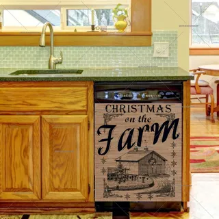 Preview of Christmas on the Farm Burlap Pattern magnet.