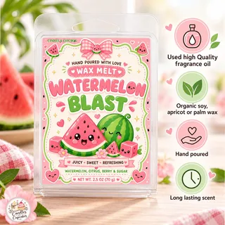 Preview of Watermelon Scented Wax Melt Clamshell.