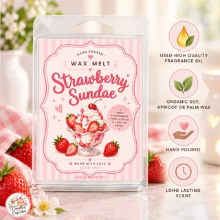 Preview of Strawberry Sundae Scented Wax Melt Clamshell.
