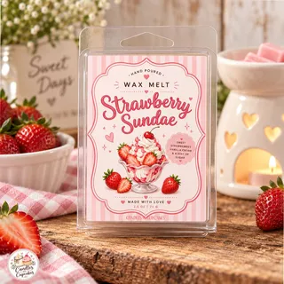 Preview of Strawberry Sundae Scented Wax Melt Clamshell.