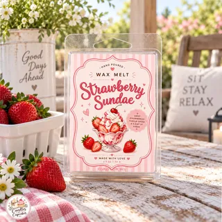 Preview of Strawberry Sundae Scented Wax Melt Clamshell.