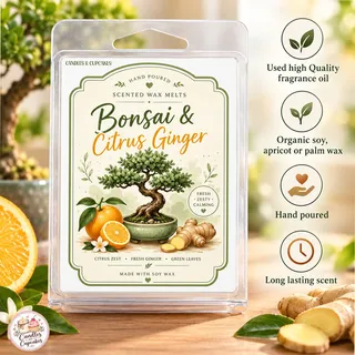 Preview of Bonsai and Citrus Ginger Scented Wax Melt Clamshell.