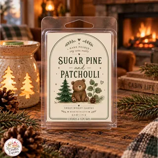 Preview of Sugar Pine and Patchouli Scented Wax Melt Clamshell.