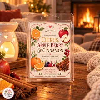 Preview of Citrus Apple Berry Cinnamon Scented Wax Melt Clamshell.