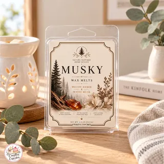Preview of Musky Scented Wax Melt Clamshell.