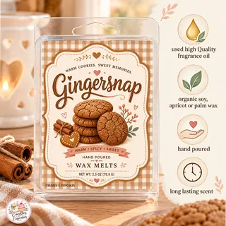 Preview of Gingersnap Scented Wax Melt Clamshell.