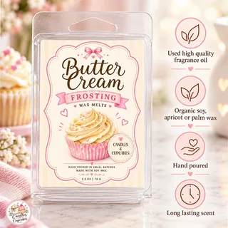 Preview of Buttercream Frosting Scented Wax Melt Clamshell.