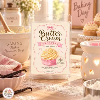 Preview of Buttercream Frosting Scented Wax Melt Clamshell.
