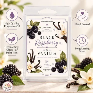 Preview of Black Raspberry Scented Wax Melt Clamshell.