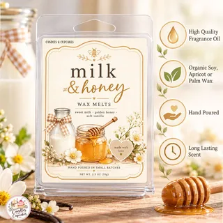 Preview of Milk and Honey Scented Wax Melt Clamshell.