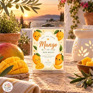 Preview of Mango Scented Wax Melt Clamshell.