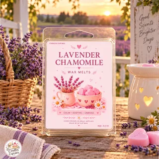 Preview of Lavender Chamomile Scented Wax Melt Clamshell.