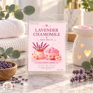 Preview of Lavender Chamomile Scented Wax Melt Clamshell.