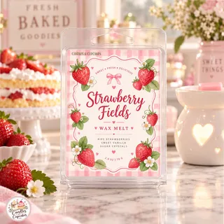 Preview of Strawberry Fields Scented Wax Melt Clamshell.