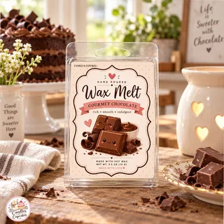 Preview of Gourmet Chocolate Scented Wax Melt Clamshell.
