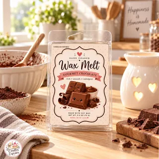 Preview of Gourmet Chocolate Scented Wax Melt Clamshell.
