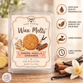Preview of Ginger Cookie Scented Wax Melt Clamshell.