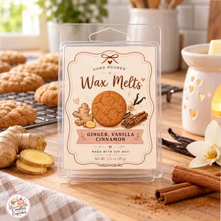 Preview of Ginger Cookie Scented Wax Melt Clamshell.