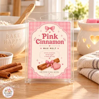 Preview of Pink Cinnamon Scented Wax Melt Clamshell.