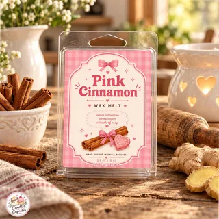 Preview of Pink Cinnamon Scented Wax Melt Clamshell.