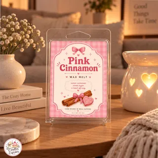 Preview of Pink Cinnamon Scented Wax Melt Clamshell.
