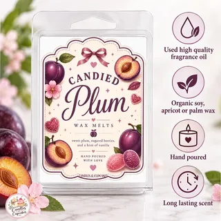Preview of Candied Plum Scented Wax Melt Clamshell.